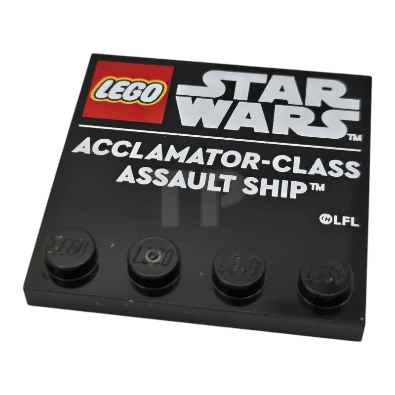 LEGO&reg; 6533747 - 6179pb257 - Tile 4 x 4 with Studs on Edge with LEGO Star Wars Logo and 'ACCLAMATOR-CLASS ASSAULT SHIP' Pattern