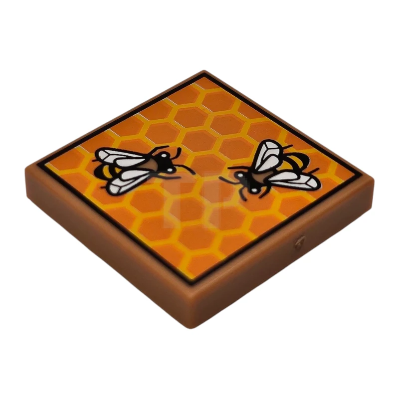 LEGO&reg; 3068pb2589 - 6481599 - Tile 2 x 2 with Beehive / Honeycomb and Bees Pattern