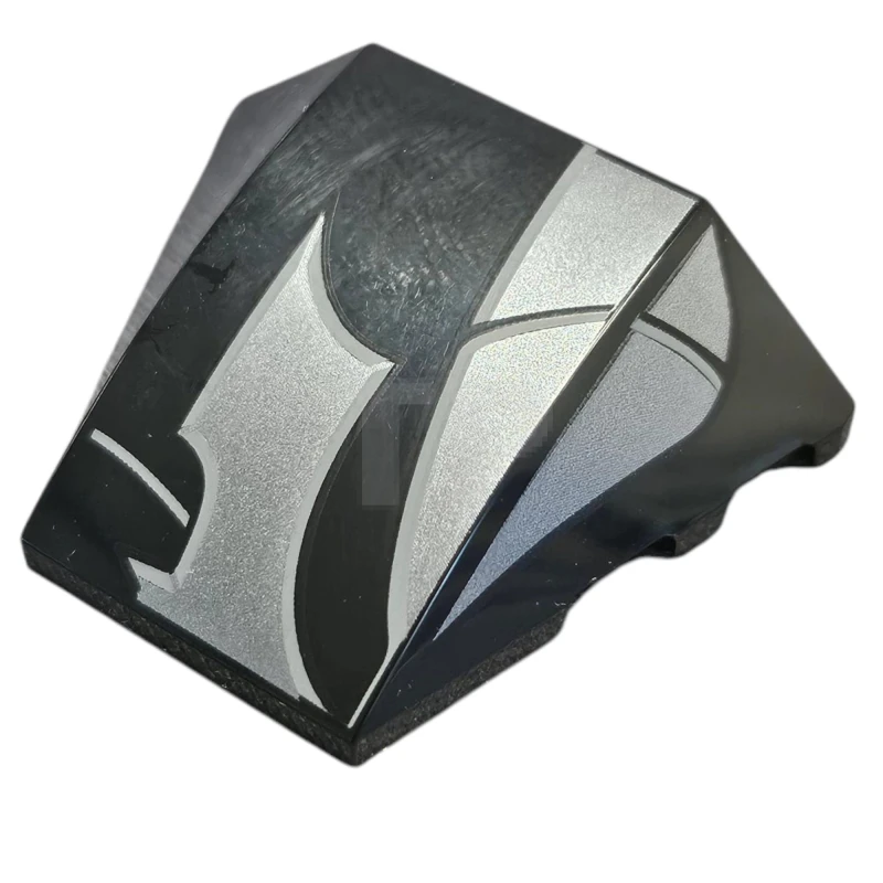 LEGO&reg; 6488962 - 64225pb075L - Wedge 4 x 3 Triple Curved with Batman Logo and Armor Plates Pattern - Left