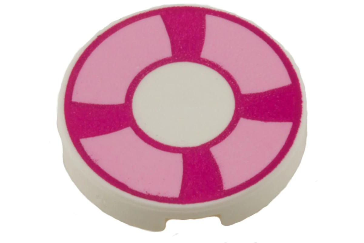 LEGO&reg; 6052202 - 4150pb106 - Tile, Round 2 x 2 with Life Preserver Pattern and Bottom X