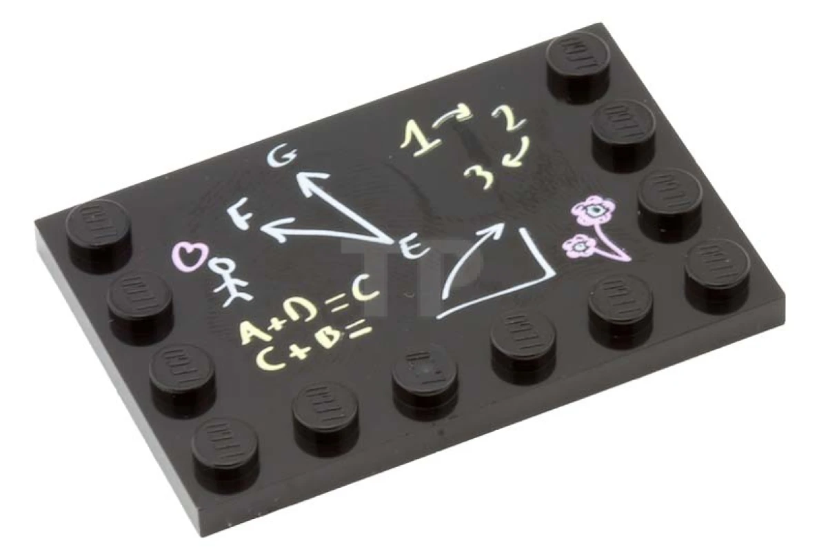 LEGO&reg; 4653274 - 6180pb044 - Tile 4 x 6 with Studs on Edges with Blackboard Pattern