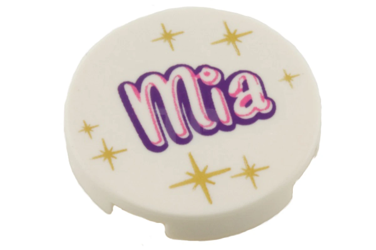LEGO&reg; 6052203 - 4150pb105 - Tile, Round 2 x 2 with 'Mia' and Gold Star Pattern and Bottom X