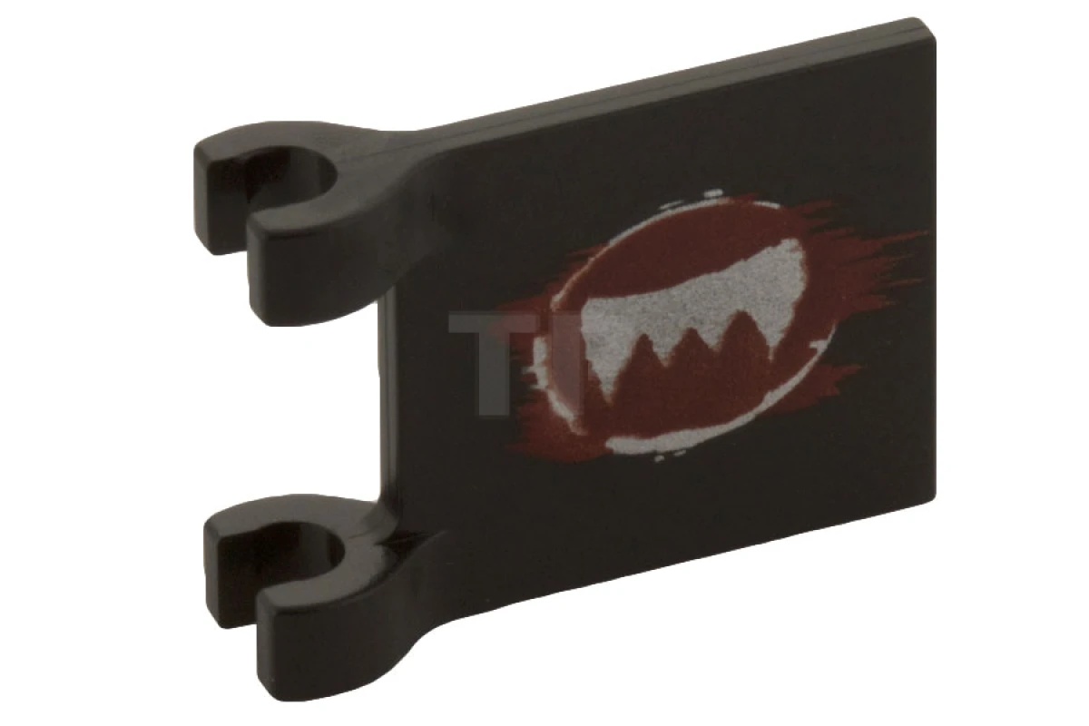 LEGO&reg; 6022893 - 2335pb100 - Vlag 2 x 2 Vierkant met zilveren hoektanden en donkerrood patroon