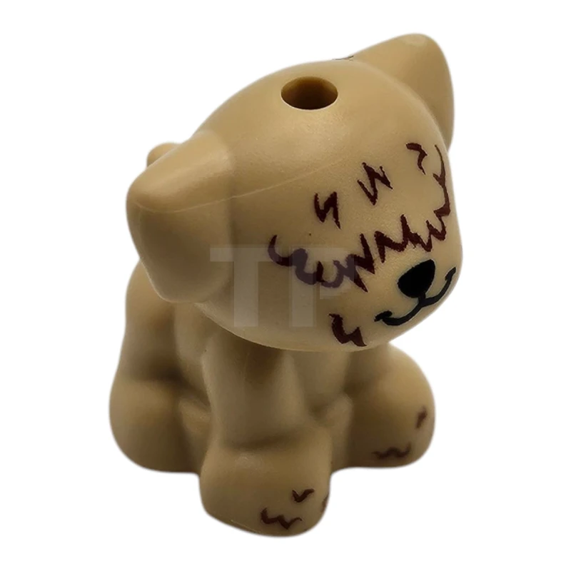 LEGO&reg; 6520115 - 69901pb12 - Dog, Friends Style, Puppy, Standing, Small with Black Nose and Mouth, Reddish Brown Hair over Eyes Pattern (Pali)