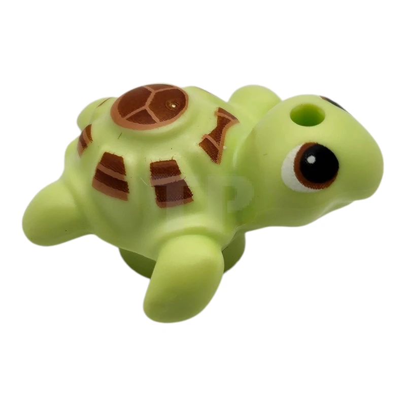 LEGO&reg; 6536687 - 49576pb04 - Turtle, Friends Style, Baby with Black Eyes and Reddish Brown and Medium Nougat Shell Pattern