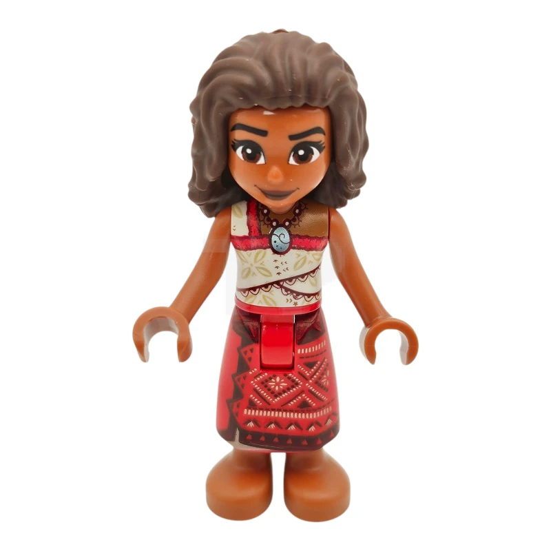 LEGO&reg; moa007 Moana (Sienna) - Minipop, rood-wit topje, rode lange rok, donkerbruin haar