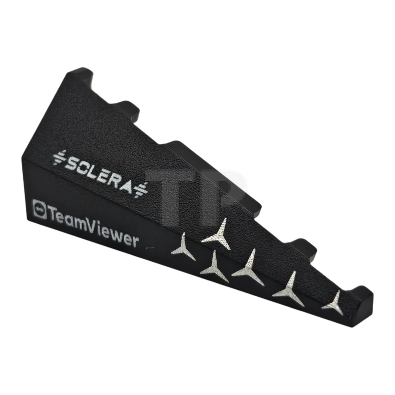 LEGO&reg; 6540676 - 3504pb04 - Wedge 5 x 2 Left with Silver Mercedes Logo Repeating, White 'TeamViewer' and 'SOLERA' Pattern