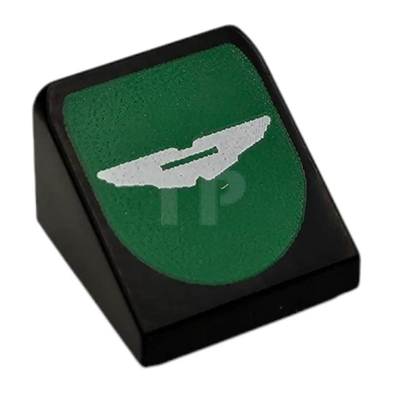 LEGO&reg; 6539357 - 54200pb129 - Slope 30 1 x 1 x 2/3 with White Aston Martin Logo on Green Background Pattern