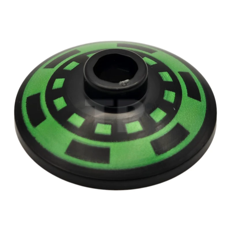 LEGO&reg; 4740pb036 - 6540591 - Dish 2 x 2 Inverted (Radar) with Bright Green Dotted Circle and Thick Outer Ring with Black Dashes Pattern