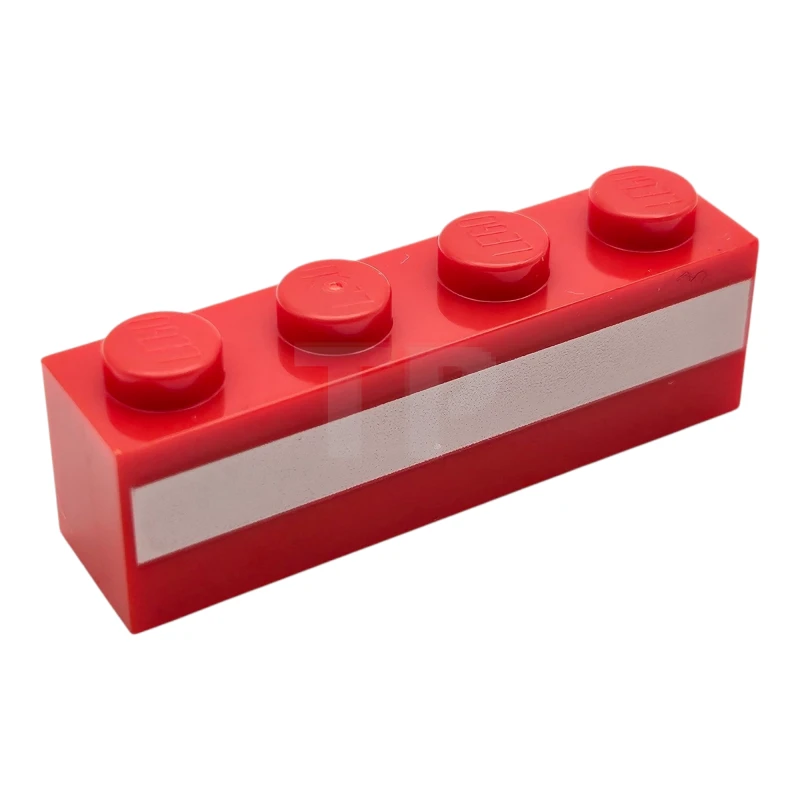 LEGO&reg; 6539363 - 3010pb365 - Brick 1 x 4 with White Stripe Pattern