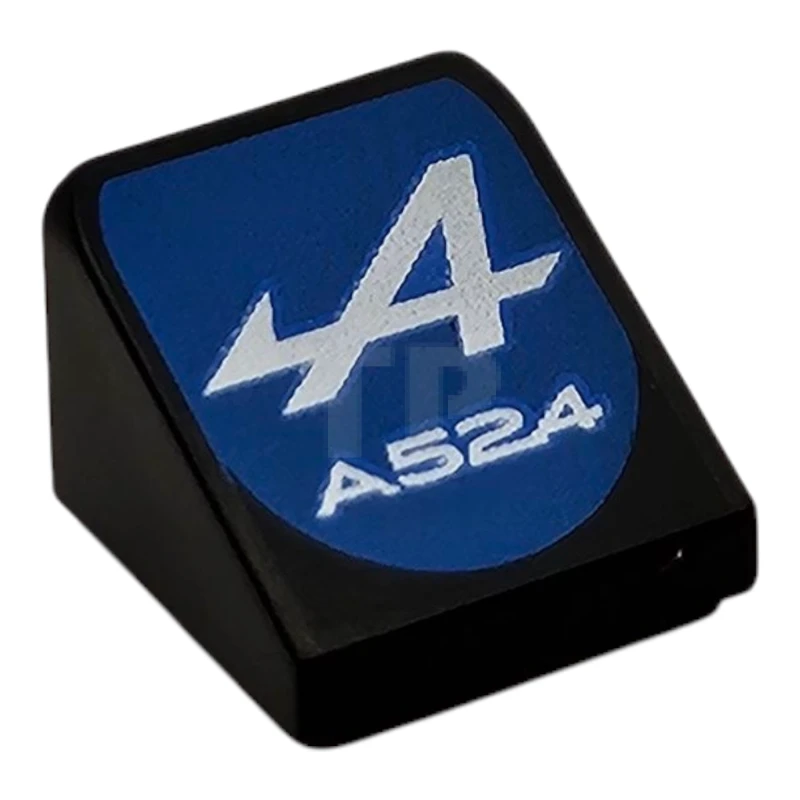 LEGO&reg; 6535263 - 54200pb130 - Slope 30 1 x 1 x 2/3 with White 'A524' and Alpine Formula 1 Logo Stylized Capital Letter A on Blue Background Pattern