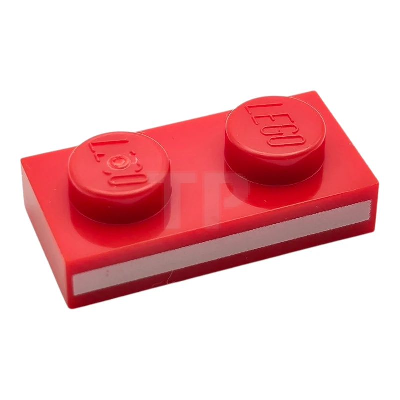 LEGO&reg; 6539345 - 3023pb12 - Plate 1 x 2 with White Stripe Pattern