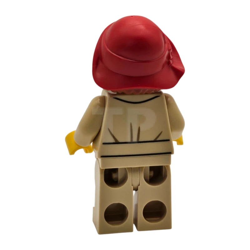 LEGO&reg; twn510 Tudor House Patron / Food Critic - Tan Jacket and Legs, Red Hat with Hair, Soft Folded Brim