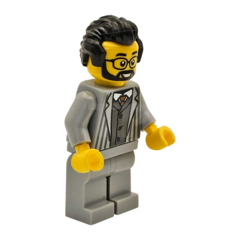 LEGO&reg; twn511 Tudor House Haberdashery Store Owner - Light Bluish Gray Jacket with Pinstripes and Legs, Black  Hair