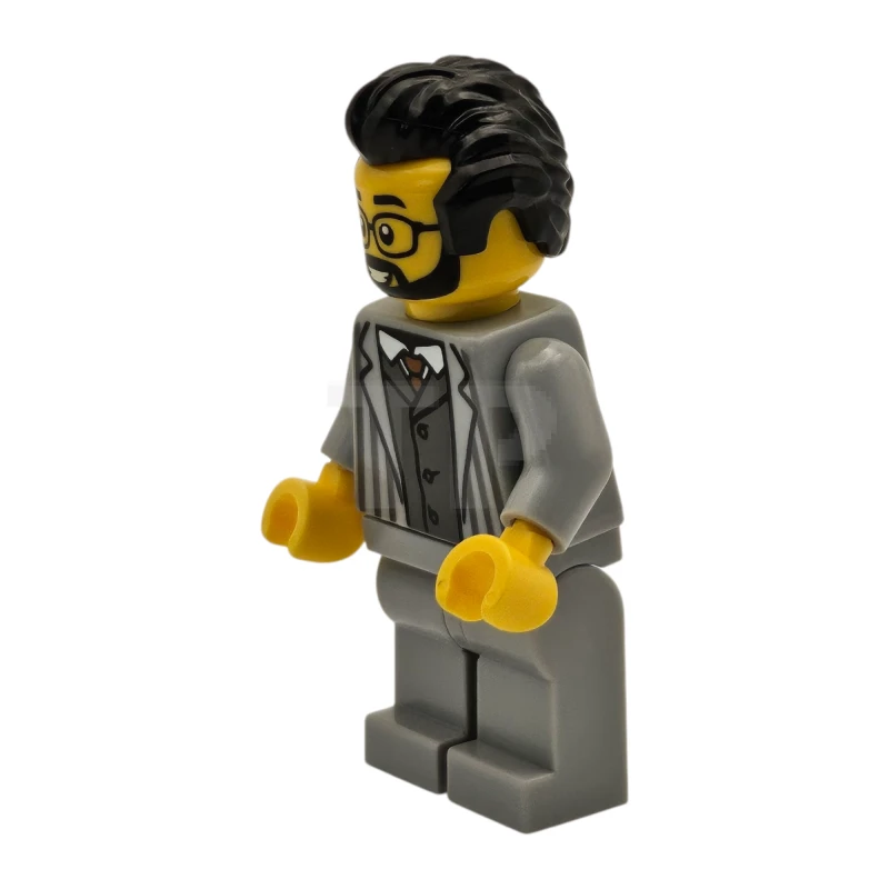 LEGO&reg; twn511 Tudor House Haberdashery Store Owner - Light Bluish Gray Jacket with Pinstripes and Legs, Black  Hair