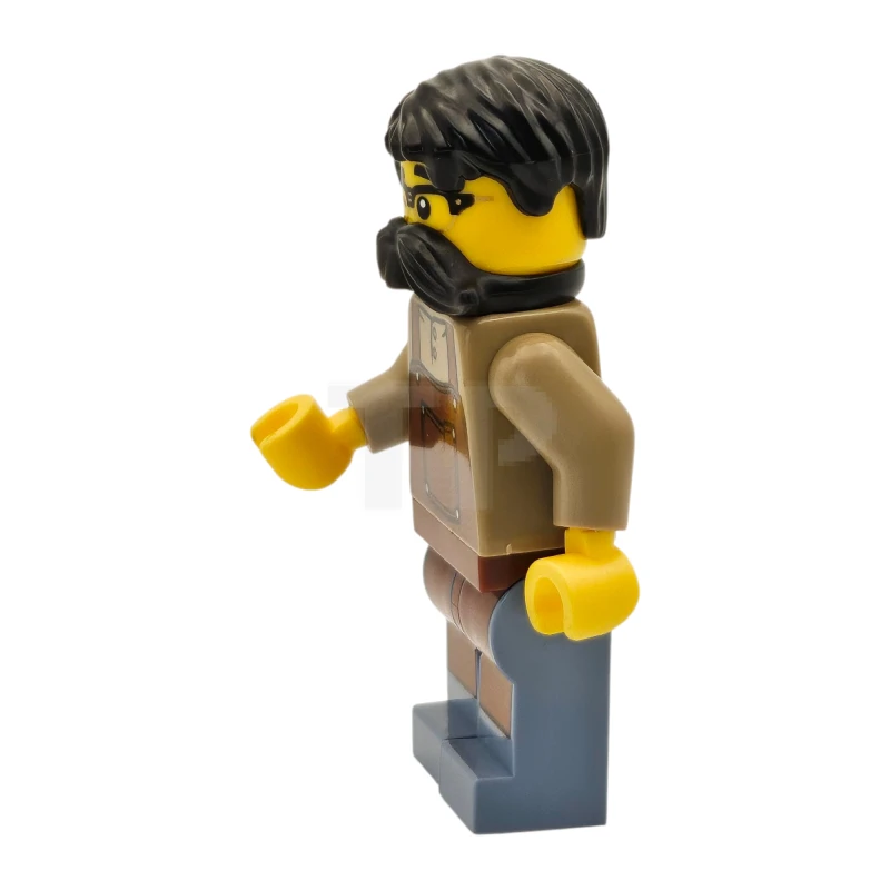 LEGO&reg; twn515 Tudor House Clockmaker - Dark Tan Shirt with Reddish Brown Apron, Sand Blue Legs, Black Hair and Moustache