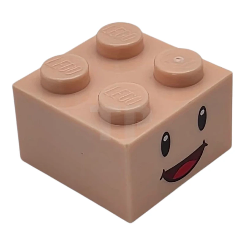 LEGO&reg; 6382134 - 3003pb144 - Brick 2 x 2 with Black Eyes, White Pupils, and Dark Red Open Mouth Smile with Red Tongue Pattern (Super Mario Toad / Blue Toad / Yellow Toad Face)