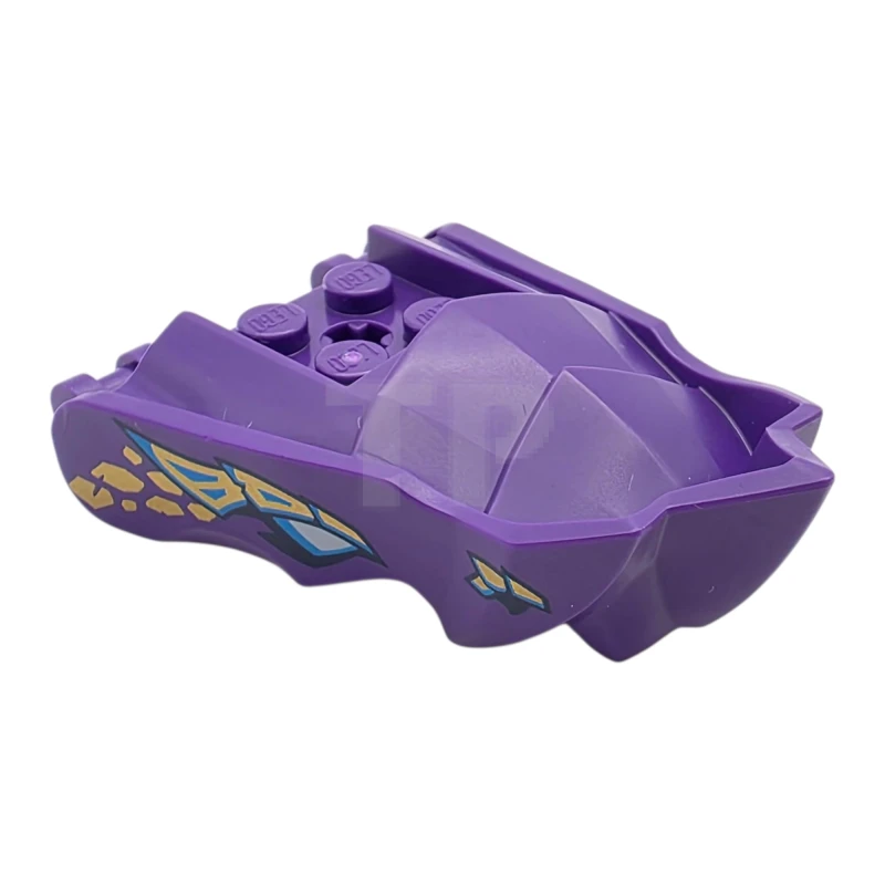 LEGO&reg; 6541925 - 80017pb03 - Dragon Head (Ninjago) Jaw with Small Spikes and 2 Bar Handles on Back with Light Aqua and Dark Azure Eyes, Gold Rock Eyebrows, Nostrils and Scales Pattern