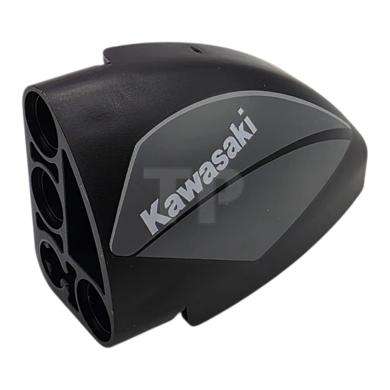 LEGO&reg; 6493022 - 2438pb002 - Technic, Panel Curved 5 x 3 x 2 Corner Quarter Ellipse, Left with White 'Kawasaki' on Dark Bluish Gray Background Pattern