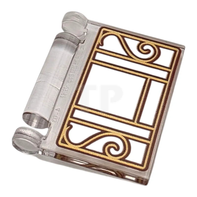 LEGO&reg; 6523320 - 24093pb100 - Minifigure, Utensil Book Cover with Gold and Reddish Brown Lattice and Ornaments Pattern