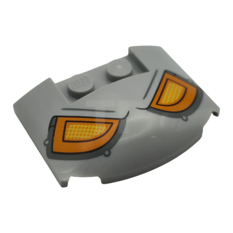 LEGO&reg; 6421740 - 93604pb15 - Wedge 3 x 4 x 2/3 Triple Curved with Orange and Yellow Headlights / Eyes Pattern