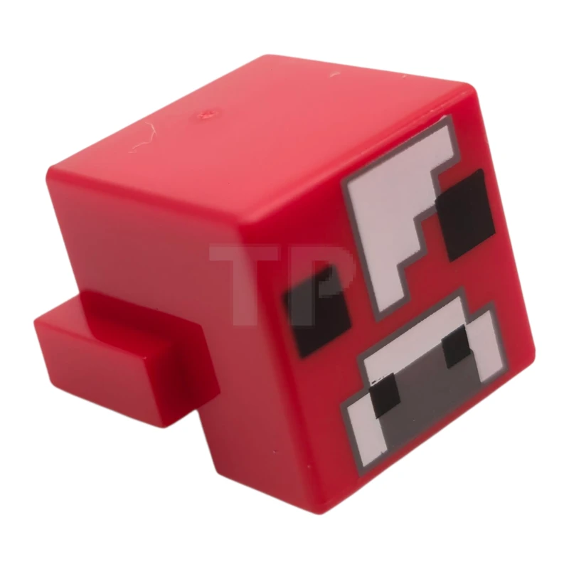 LEGO&reg; 6528885 - 19727pb016 - Testa di creatura pixelata con occhi e narici neri, naso e fronte bianchi e grigio scuro (Minecraft Mooshroom)