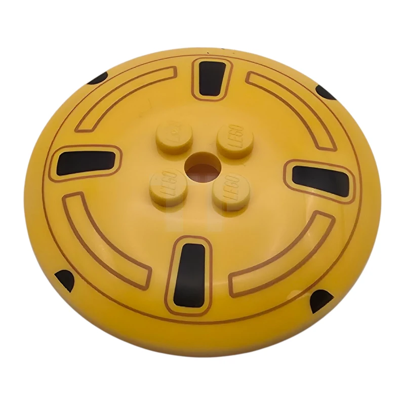 LEGO&reg; 6523149 - 44375bpb28 - Dish 6 x 6 Inverted (Radar) - Solid Studs with Black and Medium Nougat Hubcap Pattern