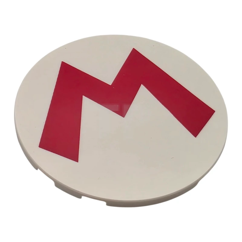 LEGO&reg; 6523147 - 7212pb001 - Tile, Round 6 x 6 with Super Mario Logo Red Capital Letter M Pattern