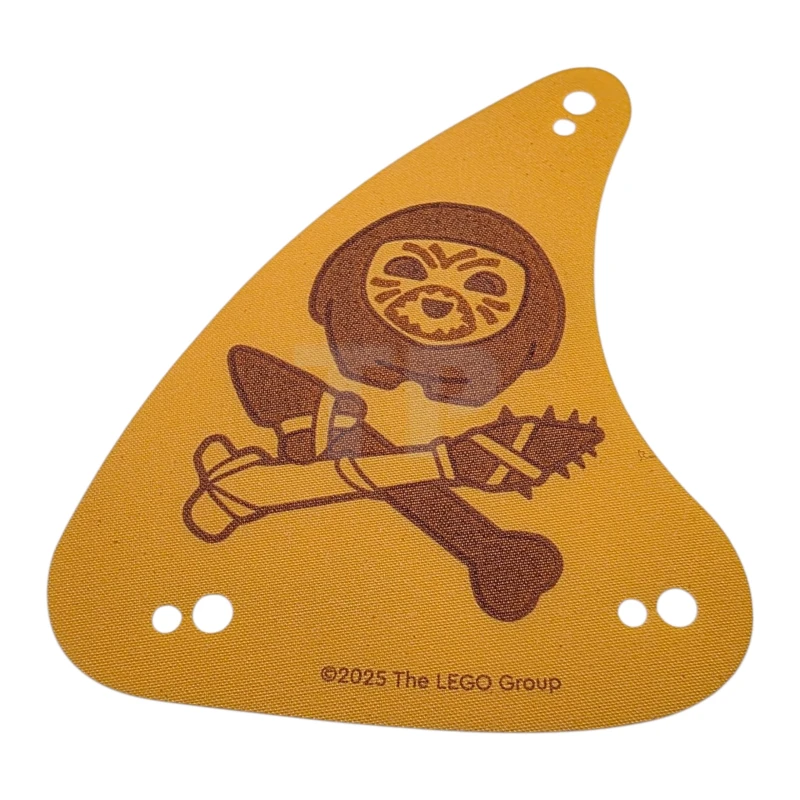 LEGO&reg; 6550944 - 113952 - Cloth Sail Triangular 8 x 10 with Dark Orange Kakamora Head and Crossed Spears with Reddish Brown Outline Pattern