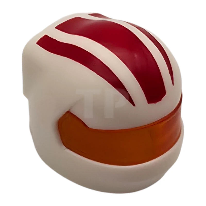 LEGO&reg; 6523181 - 7071pb13 - Minifigure, Headgear Helmet Formula 1 with Molded Trans-Orange Visor and Printed Red Stripes Pattern