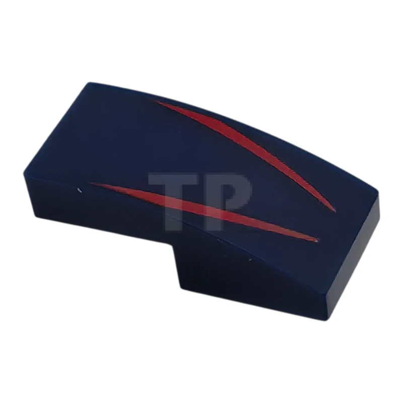 LEGO&reg; 6523179 - 11477pb217 - Slope, Curved 2 x 1 x 2/3 with 2 Red Stripes Pattern