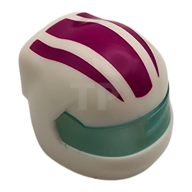 LEGO&reg; 6523228 - 7071pb15 - Minifigure, Headgear Helmet Formula 1 with Molded Trans-Light Blue Visor and Printed Magenta Stripes Pattern