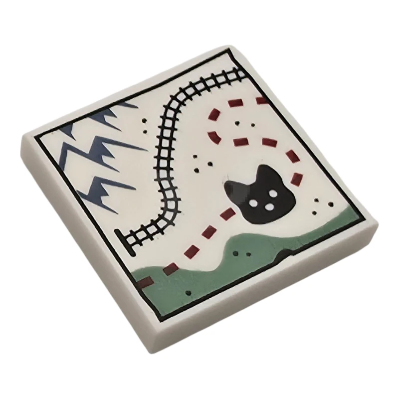 LEGO&reg; 6530158 - 3068pb2658 - Tile 2 x 2 with Map, Mountains, Train Tracks and Wolf Head Pattern