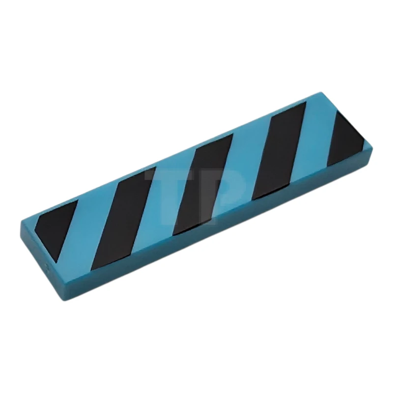 LEGO&reg; 2431pb0725 - 6434773 - Tile 1 x 4 with 5 Black Danger Stripes (No Black Corners) Pattern