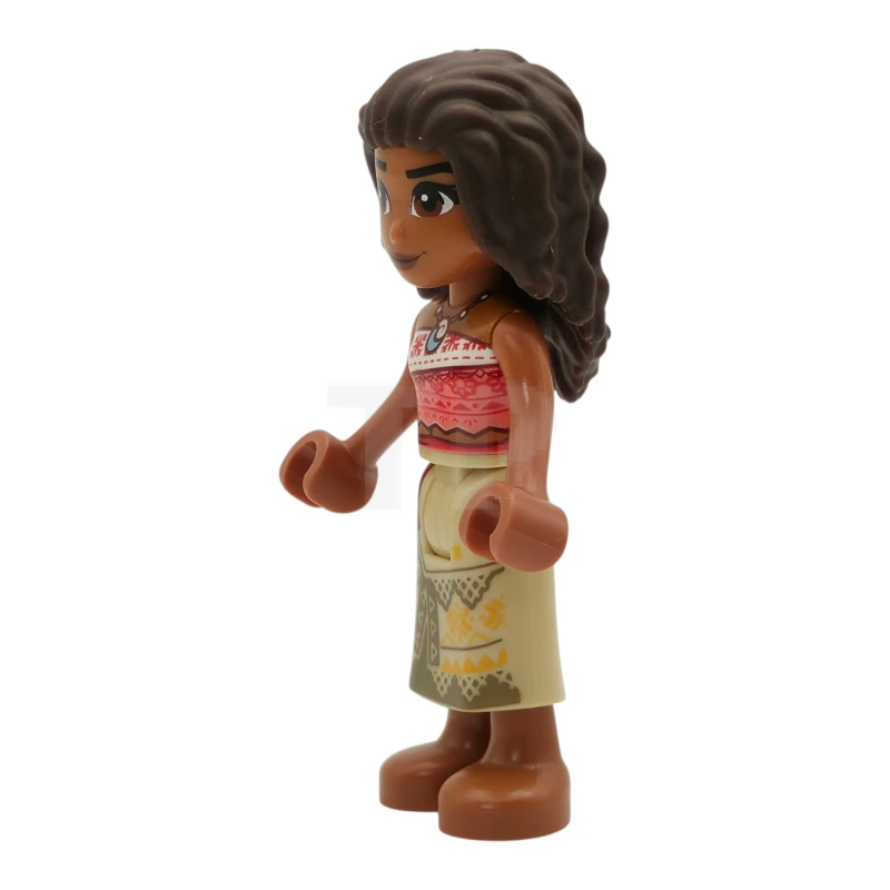 LEGO&reg; moa005 Moana (Sienna) - Mini bambola, top senza spalline bianco e corallo, gonna lunga abbronzata con orli scuri, capelli castani.