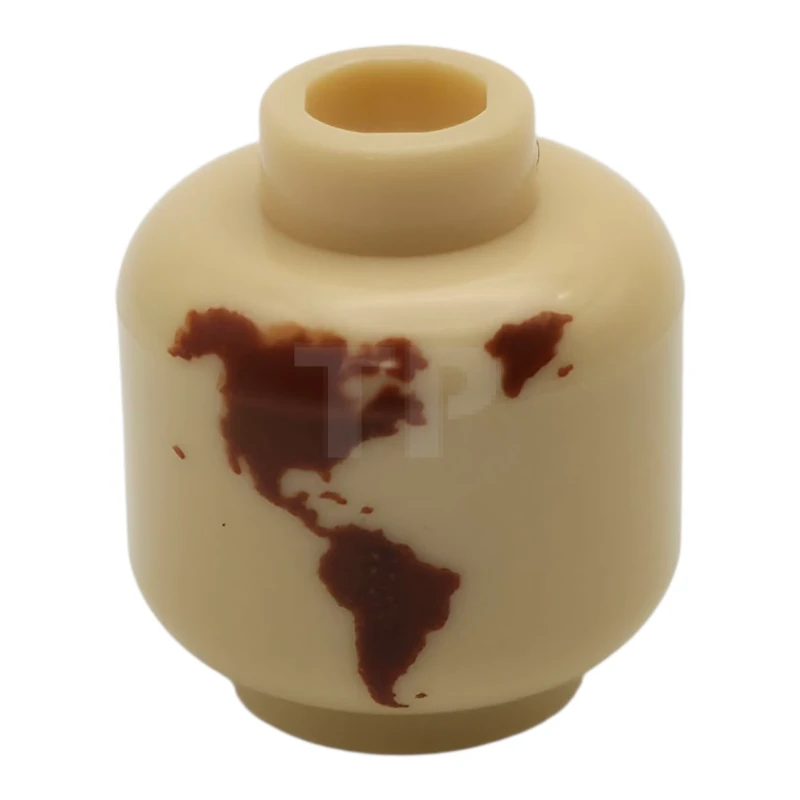 LEGO&reg; 6407746 - 3626pb2892 - Head Minifig without Face Pattern (Globe World Map with Japan and Hawaii)