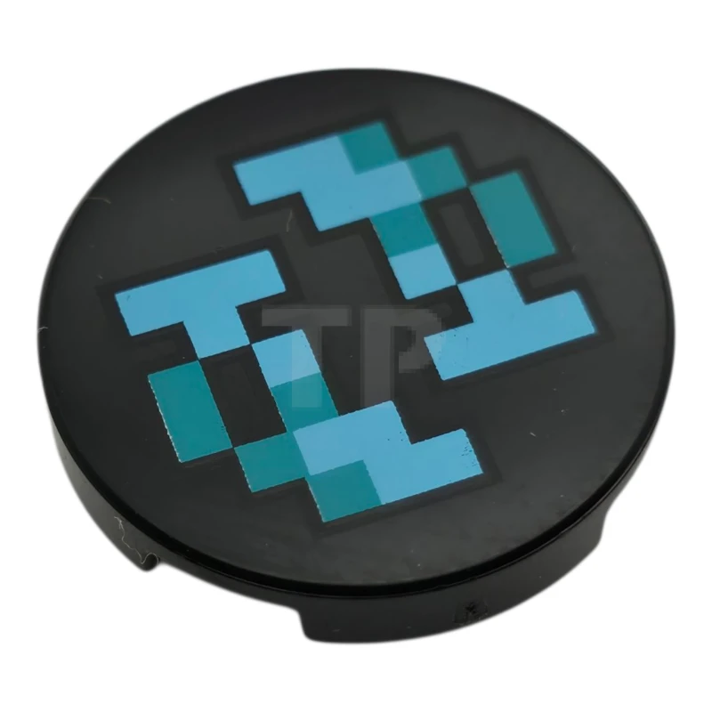 LEGO&reg; 6422992 - 14769pb601 - Tile 2 x 2 Round with Bottom O and Pixelated Shapes and Squares Pattern (Minecraft Sculk Shrieker)
