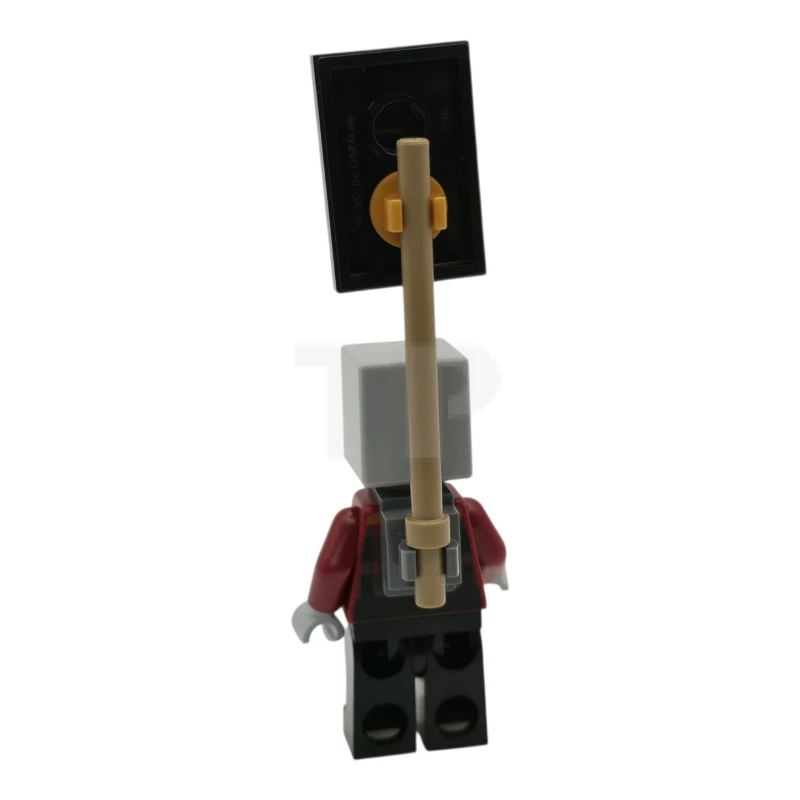 LEGO&reg; min196 Illager (Pillager) - Narrow Eyes, Dark Bluish Gray Neck Bracket and Tile with Clip, Ominous Banner