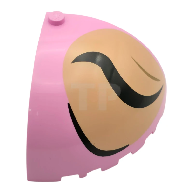 LEGO&reg; 6541842 - 76776pb003L - Brick, Round Corner 5 x 5 x 3 1/3 Dome Top with Tan Patch, Black Eyebrow and Eye Closed Pattern Model Left Side