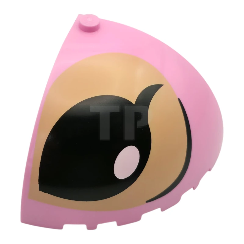 LEGO&reg; 6541843 - 76776pb003R - Brick, Round Corner 5 x 5 x 3 1/3 Dome Top with Tan Patch, Black Eyebrow and Eye Open with White Glint Pattern Model Right Side