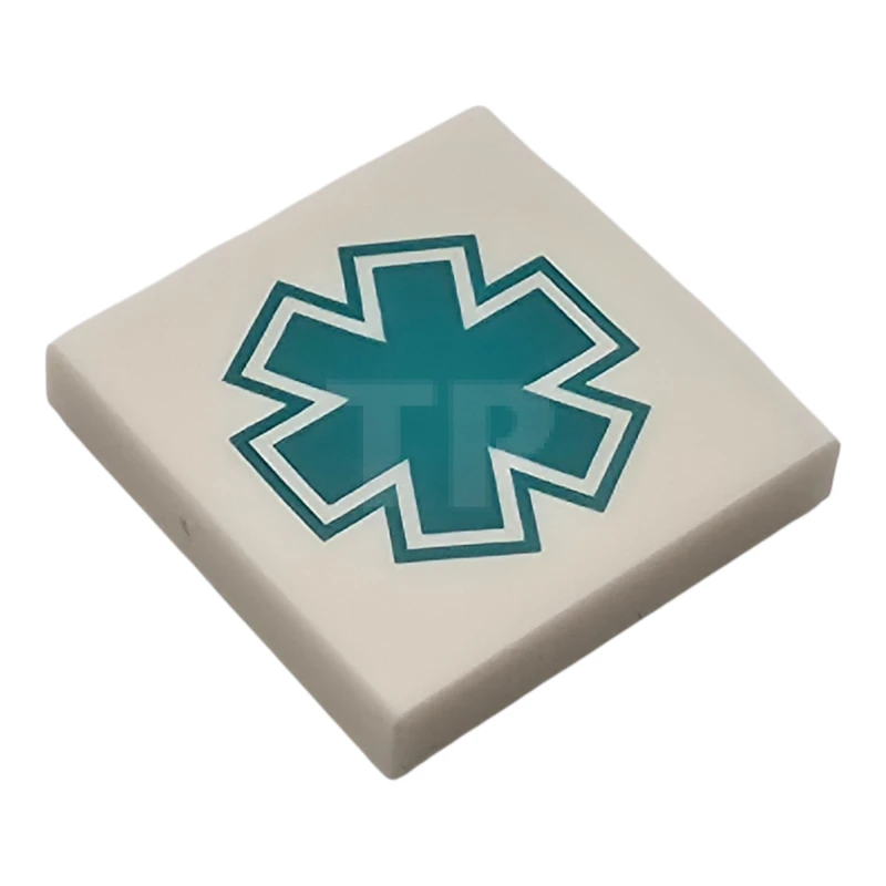 LEGO&reg; 6530163 - 3068pb2677 - Tile 2 x 2 with EMT Star of Life Pattern