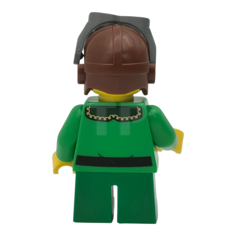 LEGO&reg; hol365 Elf - Dark Green Collar and Gold Horn, Reddish Brown Helmet, and Dark Bluish Gray Goggles