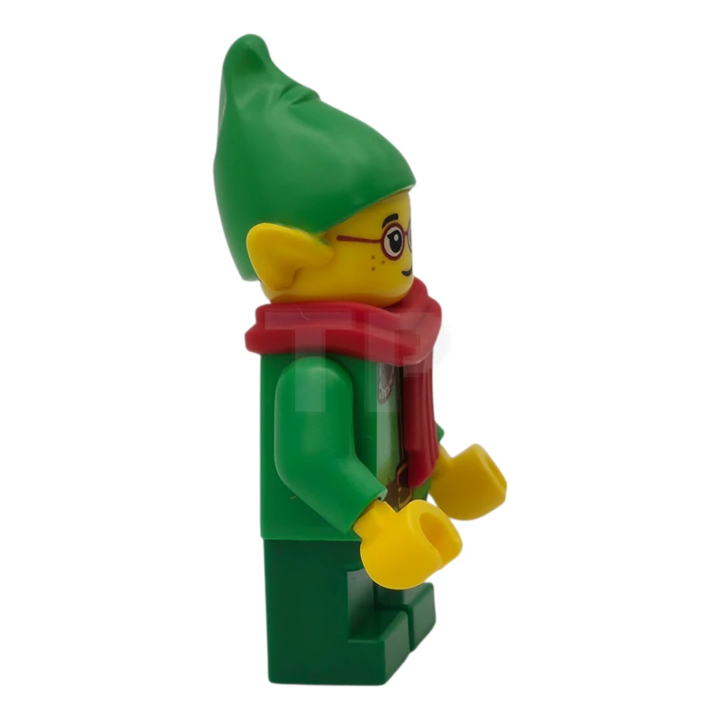 LEGO&reg; hol366 Elfo - Collar verde oscuro y cuerno dorado, bufanda roja, gafas