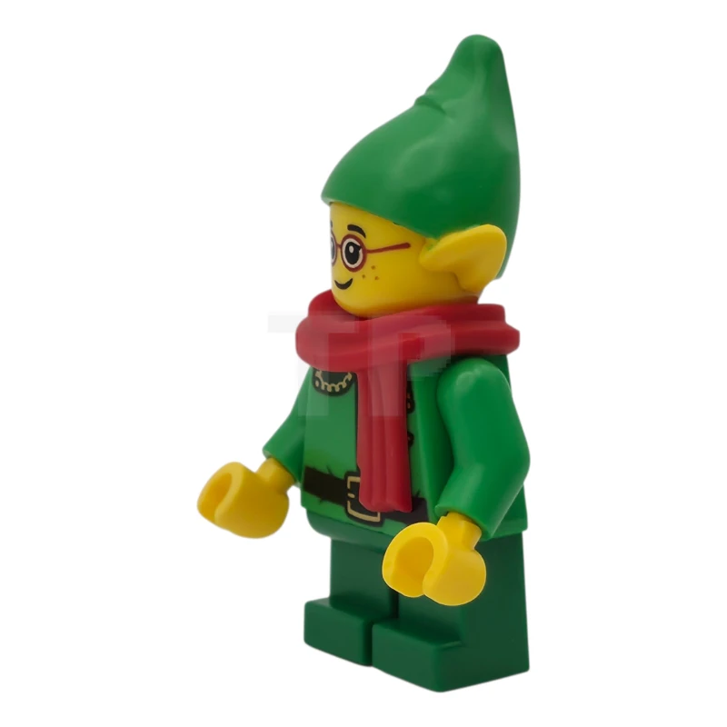 LEGO&reg; hol366 Elfo - Collar verde oscuro y cuerno dorado, bufanda roja, gafas