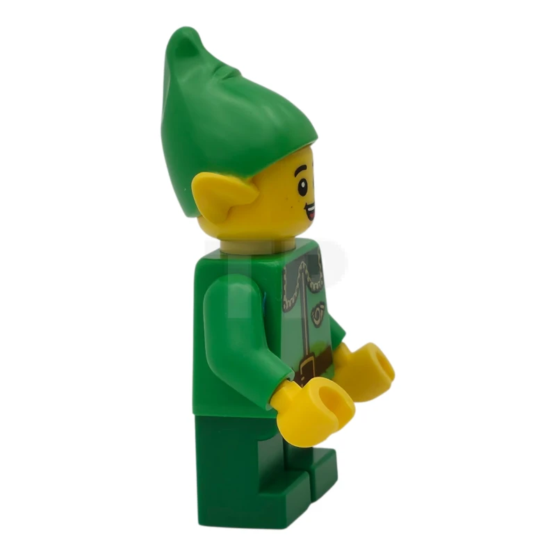 LEGO&reg; hol364 Duende - Collar Verde Oscuro y Cuerno Dorado, Sonrisa de Boca Abierta con Pecas