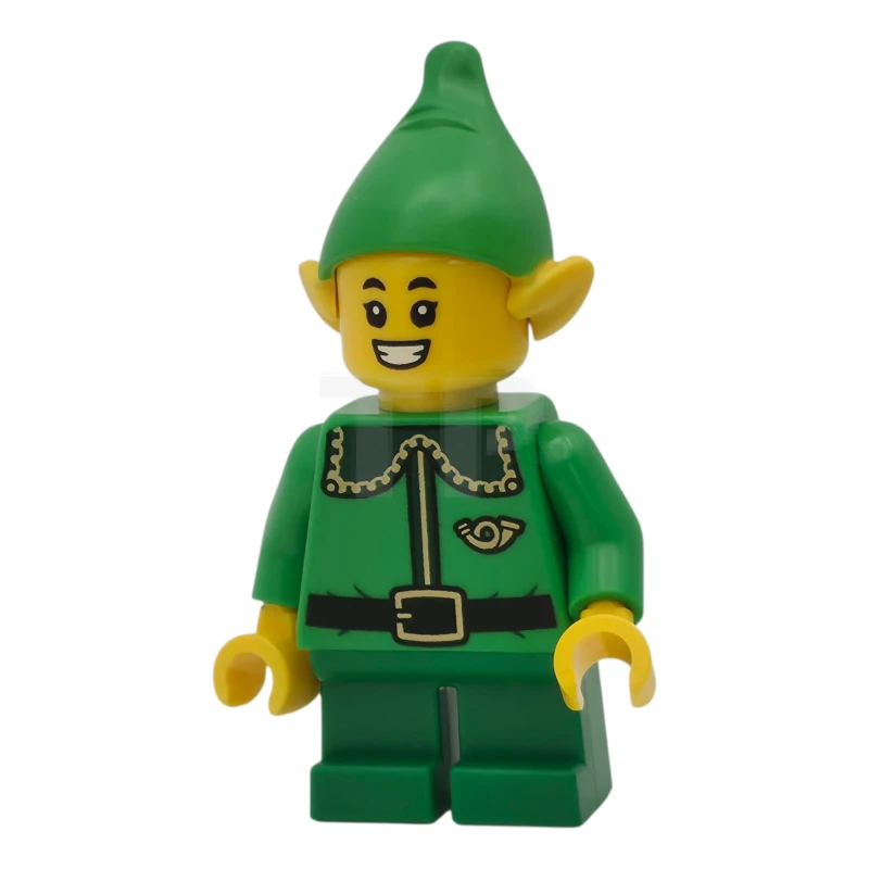 LEGO&reg; hol363 Elfo - Collar Verde Oscuro y Cuerno Dorado, Sonrisa de Boca Abierta