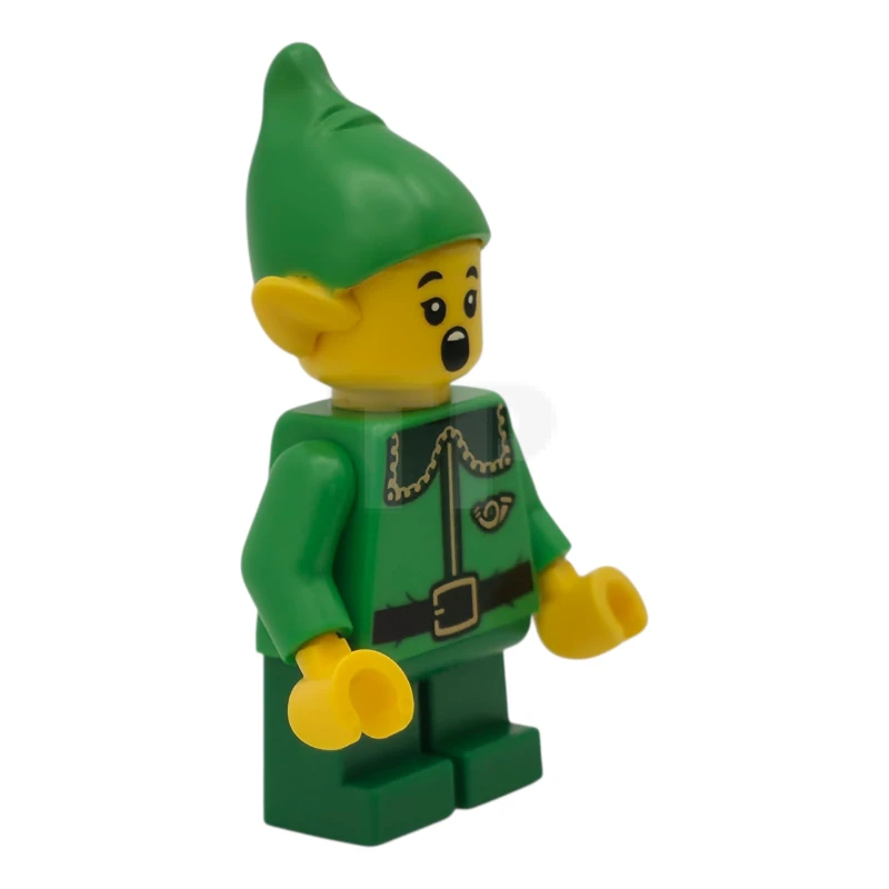 LEGO&reg; hol363 Elfo - Collar Verde Oscuro y Cuerno Dorado, Sonrisa de Boca Abierta