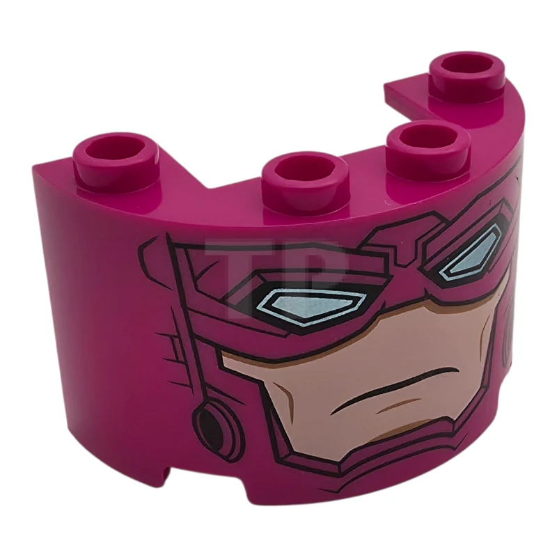 LEGO&reg; 24593pb23 - 6536317 - Cylinder Half 2 x 4 x 2 with 1 x 2 Cutout with Face Pattern (Galactus)