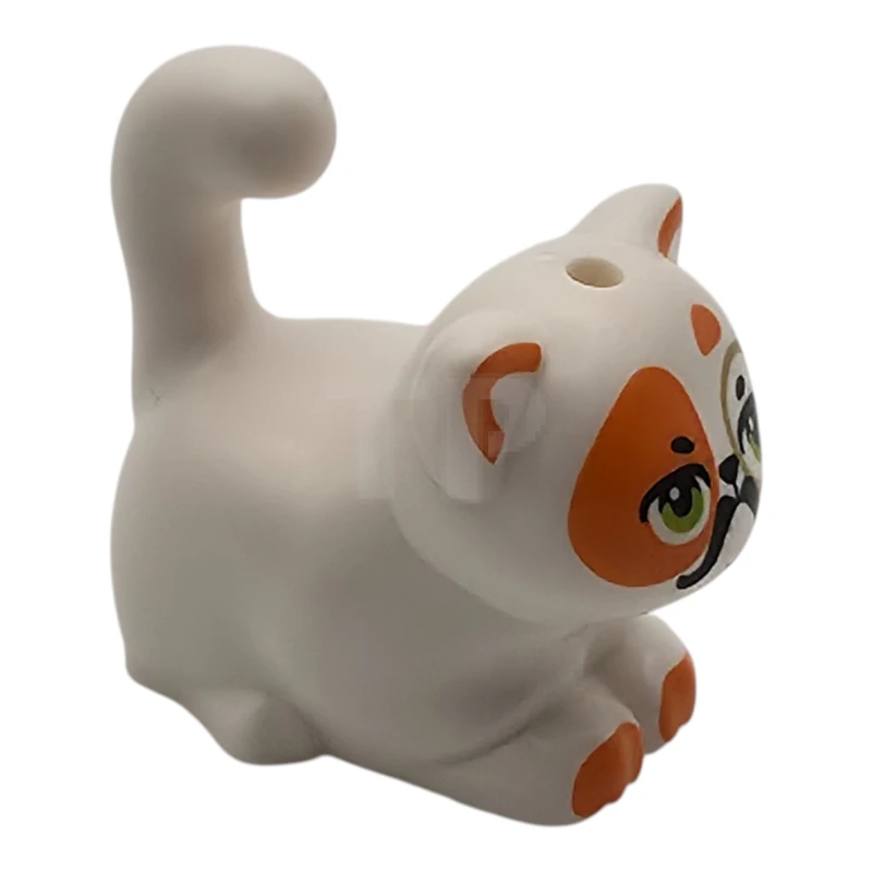 LEGO&reg; 6537804 - 2652pb11 - Cat, Friends Style, Large, Sitting with Orange Markings and Paws, Lime Eyes, Black Moustache and Gold Monocle Pattern (Churro, Magician Costume)