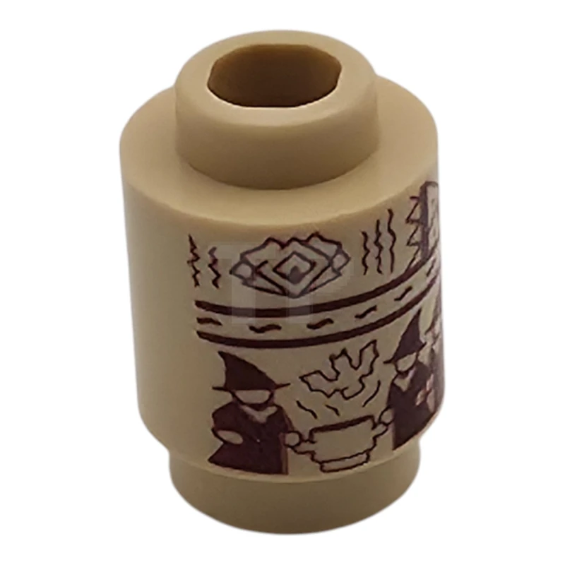 LEGO&reg; 6440383 - 3062pb077 - Brick, Round 1 x 1 with 3 Dark Red Witches, Kettle and Bat Pattern